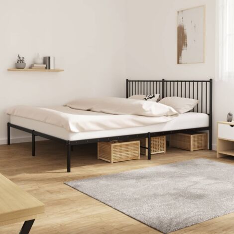 Estructura cama sin colchón con cabecero metal negro 180x200 cm vidaXL