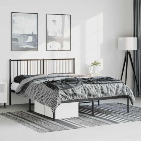 Estructura cama sin colchón con cabecero metal negro 150x200 cm vidaXL
