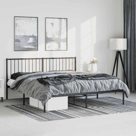 Estructura cama sin colchón con cabecero metal negro 183x213 cm vidaXL