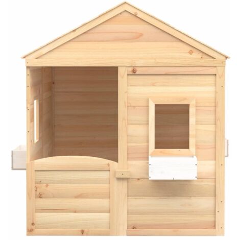 Casa de juegos con puerta con cierre y macetas madera abeto vidaXL