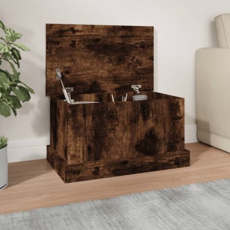 Baúl almacenaje madera contrachapada roble ahumado 50x30x28 cm vidaXL