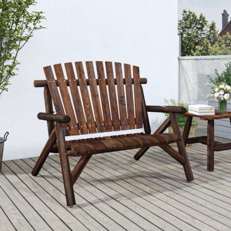 Banco de jardín de 2 plazas madera maciza abeto 119x85x98 cm vidaXL