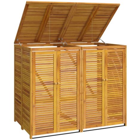 Cobertizo doble para cubo de basura madera acacia 140x89x117 cm vidaXL