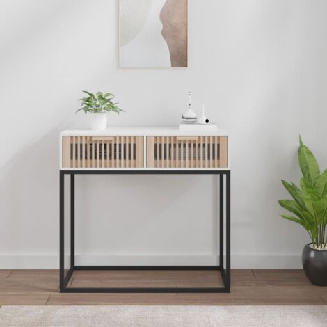 Mesa consola hierro y madera contrachapada blanco 80x30x75 cm vidaXL