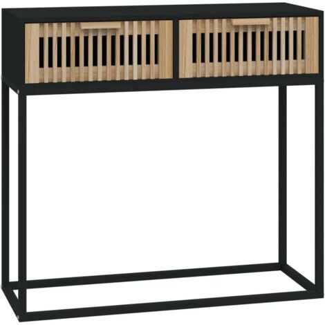 Mesa consola hierro y madera contrachapada negro 80x30x75 cm vidaXL