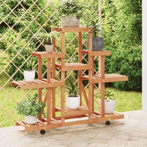 Soporte de flores con ruedas madera maciza abeto 110x25x101 cm vidaXL