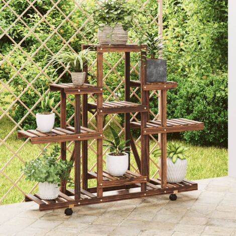 Soporte de flores con ruedas madera maciza abeto 110x25x101 cm vidaXL