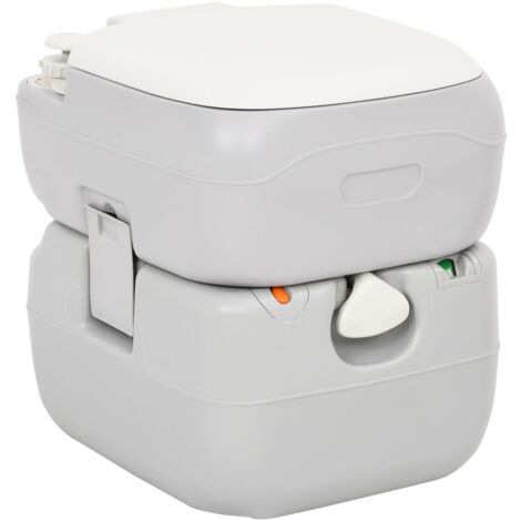 Inodoro de camping portátil HDPE gris y blanco 22+12 L vidaXL