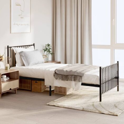 Estructura cama sin colchón con estribo metal negro 90x200 cm vidaXL