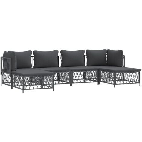 Juego de muebles de jardín 6 pzas acero con cojines antracita vidaXL (1/5)