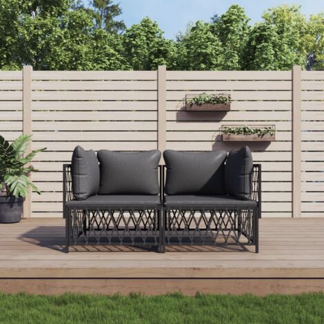 Juego muebles de jardín 2 pzas y cojines acero gris antracita vidaXL (1/5)