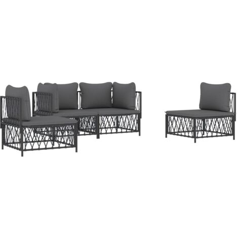 Juego muebles de jardín 4 pzas y cojines acero gris antracita vidaXL (1/5)