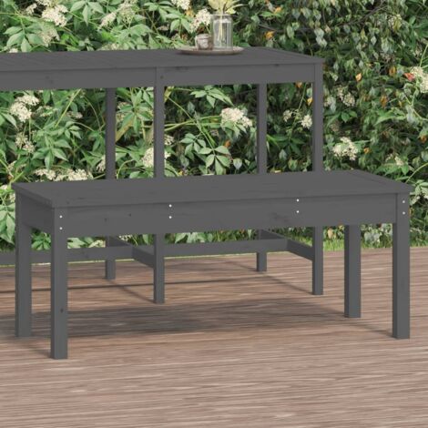 Banco de jardín madera maciza de pino gris 109x44x45 cm vidaXL
