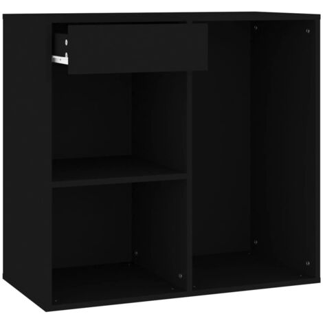 Armario de maquillaje madera contrachapada negro 80x40x75 cm vidaXL