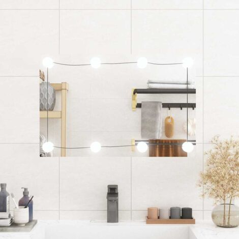 Espejo de pared rectangular con luces LED vidrio 40x60 cm vidaXL
