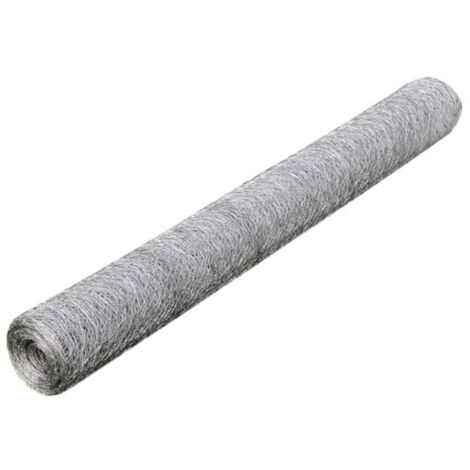 Malla de alambre hexagonal acero galvanizado plateado 1x25 m vidaXL
