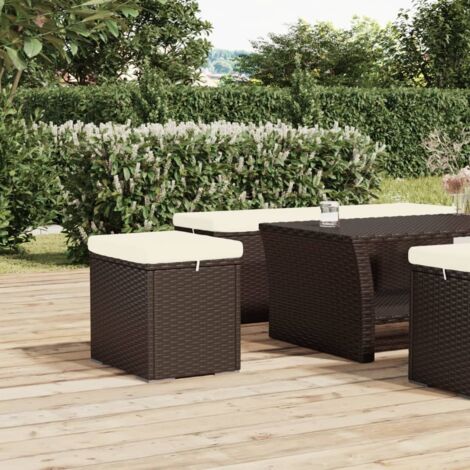 Furniture Limited - Otomana con cojín ratán sintético marrón