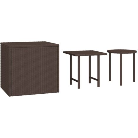 Set de mesas auxiliares 3 piezas ratán sintético marrón vidaXL