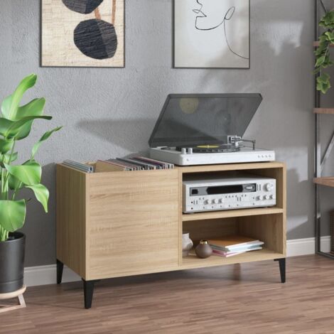 Mueble discos madera contrachapada roble sonoma 84,5x38x48 cm vidaXL