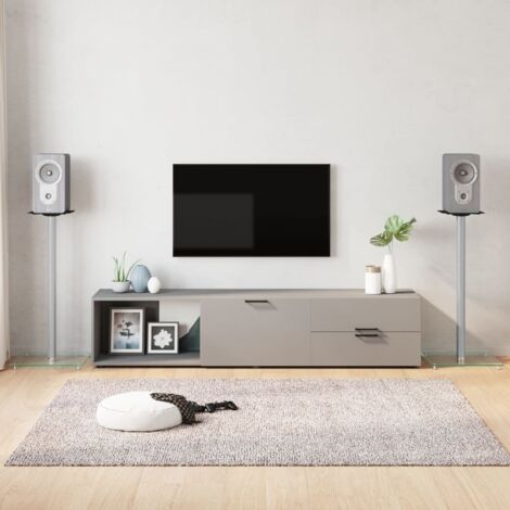 Soportes de altavoces 2 uds vidrio templado plateado 1 pilar vidaXL