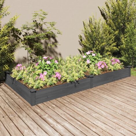 Jardinera arriate con forro madera abeto gris 240x120x25 cm vidaXL