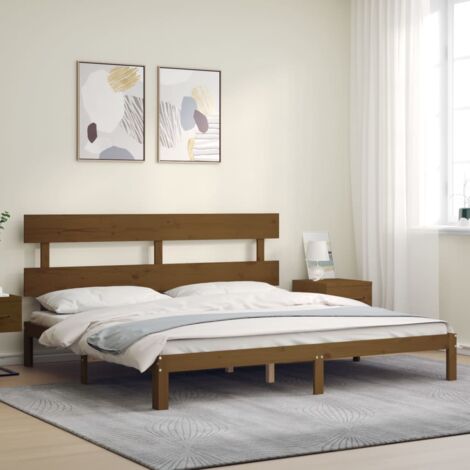 Estructura cama y cabecero madera maciza marrón miel 200x200 cm vidaXL (1/5)