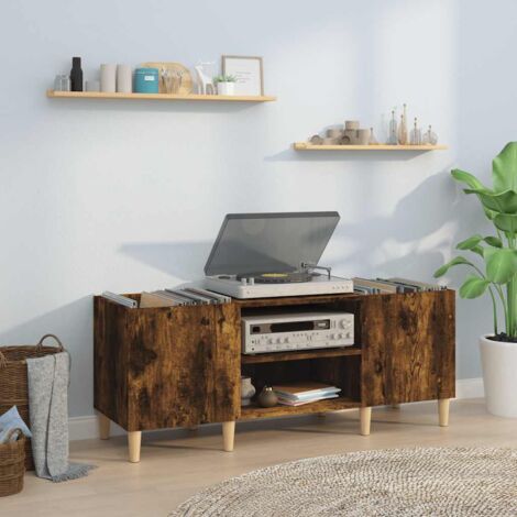 Mueble discos madera contrachapada roble ahumado 121x38x48 cm vidaXL