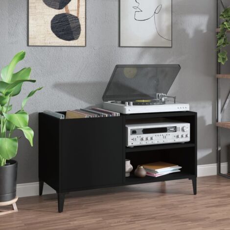 Mueble para discos madera contrachapada negro 84,5x38x48 cm vidaXL