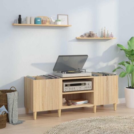 Mueble para discos de madera de roble Sonoma 121x38x48 cm vidaXL