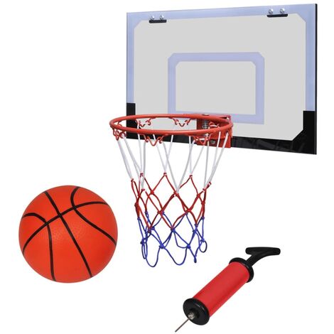 Aro de baloncesto con red y tablero, pelota y pompa, naranja vidaXL