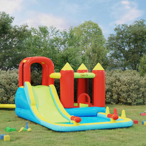 Castillo Inflable Con Doble Tobogán Hoppy Hop - Incluye Motor, Bolsa Y Kit Reparación