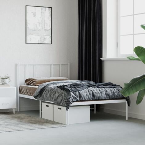 Estructura cama sin colchón con cabecero metal blanco 100x190cm vidaXL (1/5)