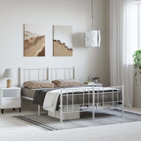 Estructura cama sin colchón con estribo metal blanco 150x200 cm vidaXL (1/5)