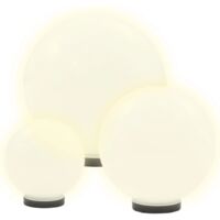 vidaXL Juego de lámparas de bola LED 3 pzas esféricas 20/30/40 cm PMMA - Blanco