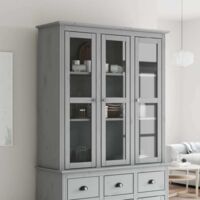 Armario con puertas de vidrio BODO madera maciza pino gris vidaXL
