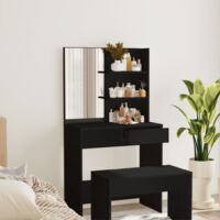 Tocador con espejo negro 74,5x40x141 cm vidaXL