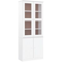 Armario vitrina ALTA madera maciza pino blanco 77x35x186,5cm vidaXL