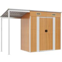 Cobertizo con tejado largo acero marrón claro 277x107x181 cm vidaXL