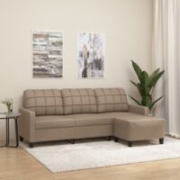Sofá 3 plazas y taburete cuero sintético color capuchino 180 cm vidaXL