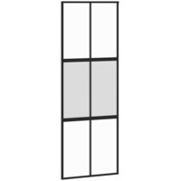 Puerta corredera vidrio templado y aluminio negra 76x205 cm vidaXL