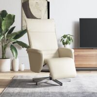 Sillón reclinable con reposapiés cuero sintético color crema vidaXL