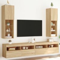 Muebles de TV con luces LED 2 uds roble Sonoma 30,5x30x102 cm vidaXL
