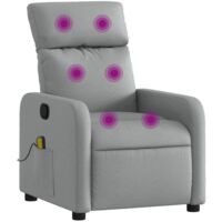 Sillón reclinable de masaje de tela gris claro vidaXL