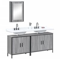 Set de muebles de baño 3 pzas madera contrachapada gris sonoma vidaXL
