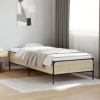 Estructura cama madera ingeniería metal roble Sonoma 100x200 cm vidaXL