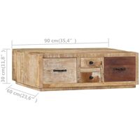 Mesa de centro de madera maciza de mango 90x60x30cm vidaXL - Marrón