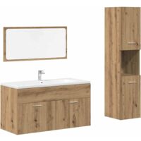 Juego de muebles baño 3 piezas madera ingeniería roble artisan vidaXL