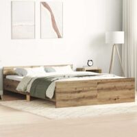 Estructura de cama sin colchón roble artesanal 120x190 cm vidaXL