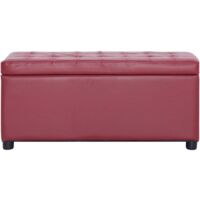 vidaXL Otomana de Almacenaje de Cuero Sintético 87,5 cm Vino Tinto - Rojo