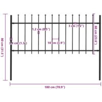vidaXL Valla de jardín con puntas de lanza acero negro 1,7x0,8 m - Negro